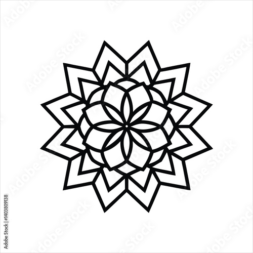 Mandala Line Art Complex Geometric Vector Illustration