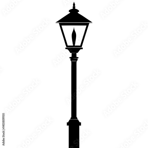 classic street lamp silhouette vector isolated on white background