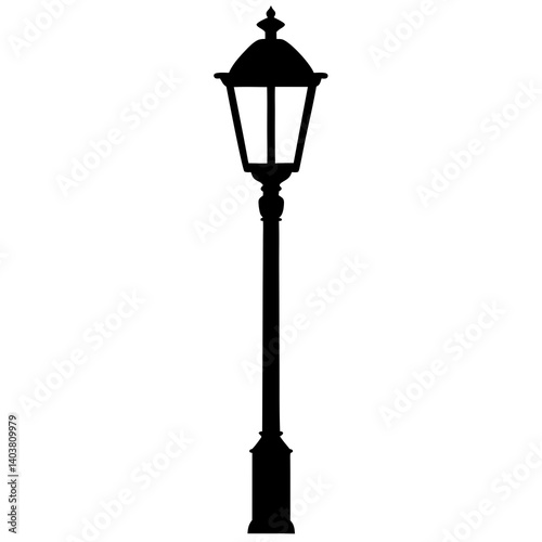 classic street lamp silhouette vector isolated on white background