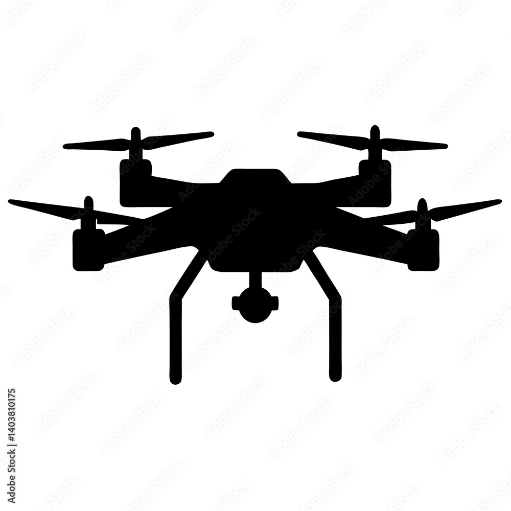 Drone silhouette vector isolated on white background Drone silhouette vector isolated on white background