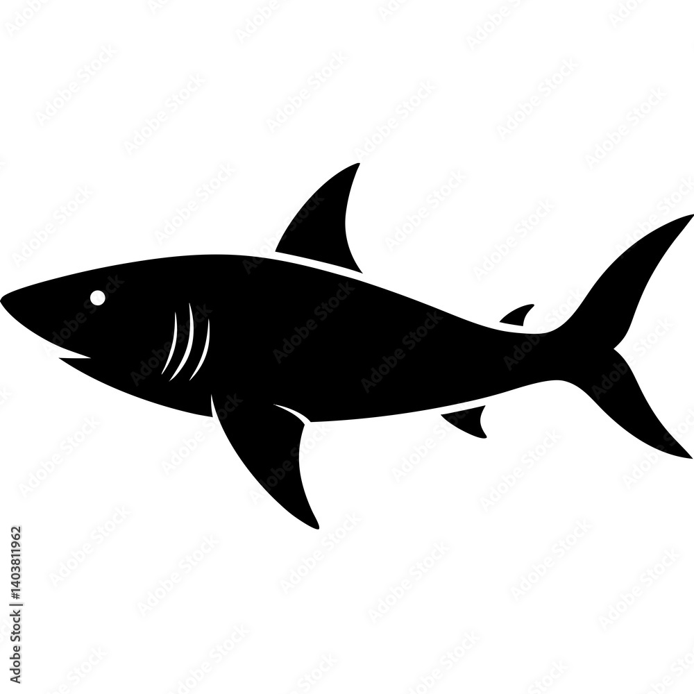 shark silhouette vector isolated on white background shark silhouette vector isolated on white background