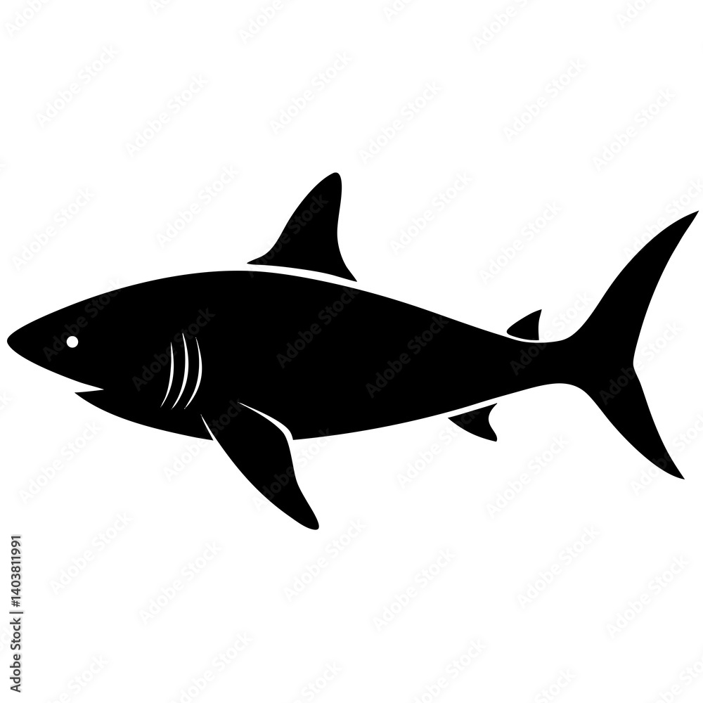 shark silhouette vector isolated on white background shark silhouette vector isolated on white background