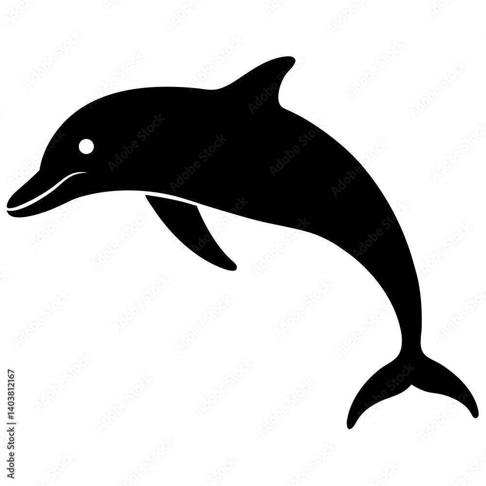Fototapeta premium Smooth dolphin silhouette isolated on white background
