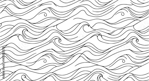 wave seamless pattern doodle line gift wrapping paper abstract tile background repeat wallpaper isolated illustration
