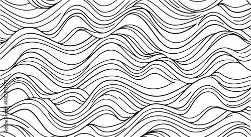 wave seamless pattern doodle line gift wrapping paper abstract tile background repeat wallpaper isolated illustration
