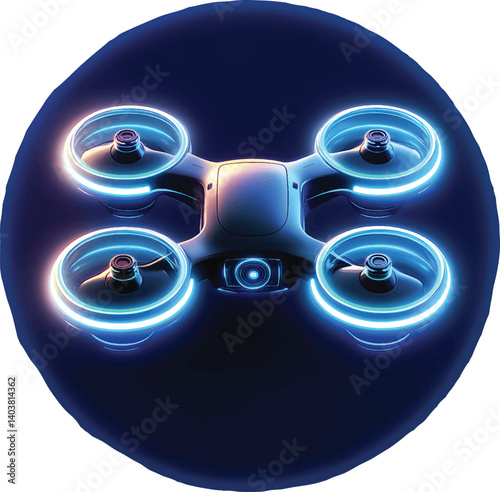 An isolated futuristic ai drone on white background, vector, png, t-shirt design