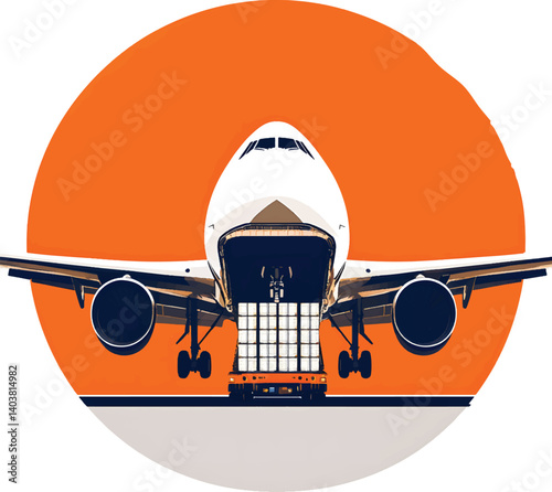 An isolated giant cargo plane on white background, vector, png , t-shirt design