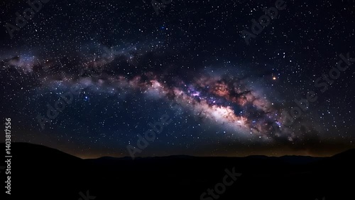Milky Way Galaxy Shining Over Dark Mountain Range at Night