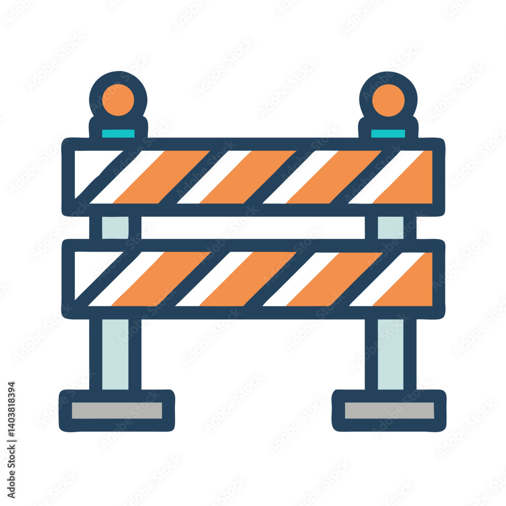 Construction Barrier Icon Representing Maintenance and Road Safety Construction Barrier Icon Representing Maintenance and Road Safety