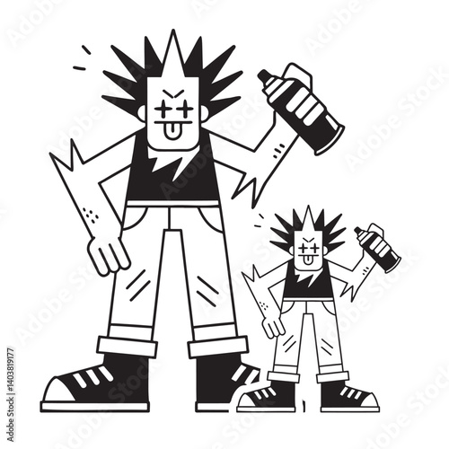 Two punk style characters holding cans
