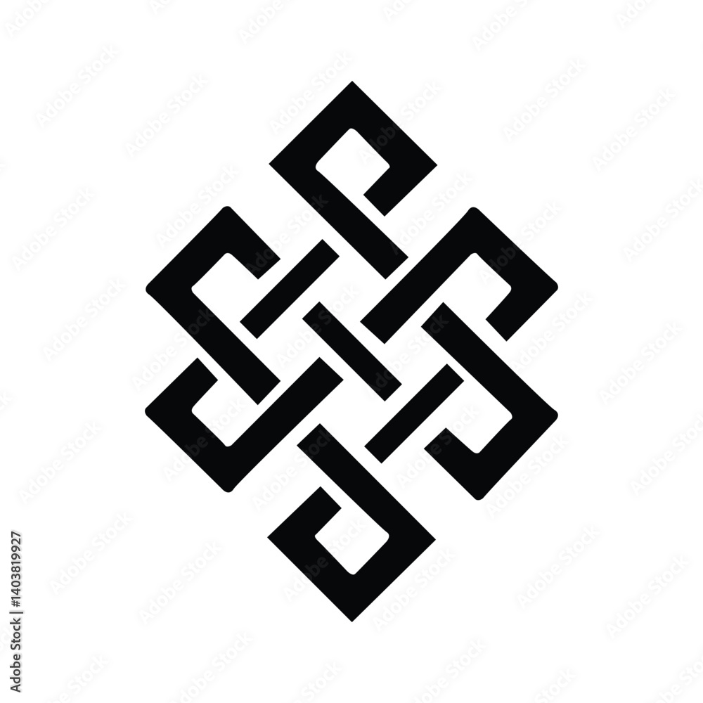 Eternity knot, buddhist symbol, vector illustration Eternity knot, buddhist symbol, vector illustration