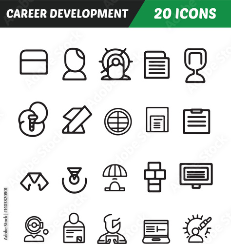 Set of 20 Simple Line Icons for User Interface Design