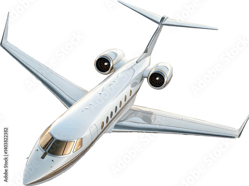 An isolated private jet on white background, vector, png