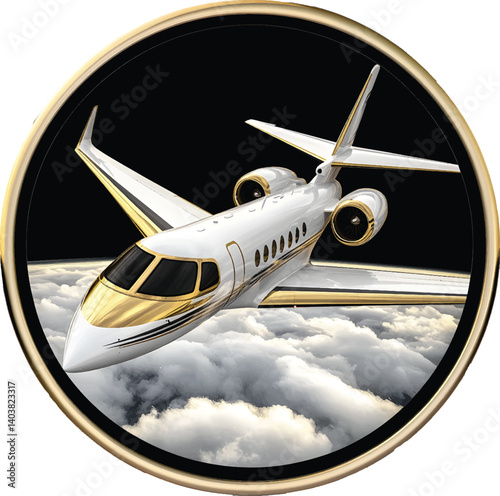 An isolated private jet on white background, vector, png, t-shirt design