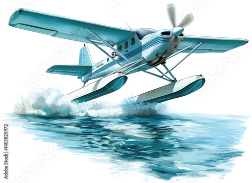 An isolated small sea plane on white background, vector, png