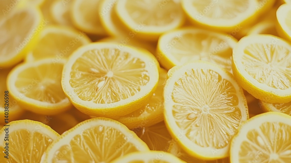 Vibrant lemon slices creating a refreshing citrus background showcasing summer fruit and natural vitamin c rich food