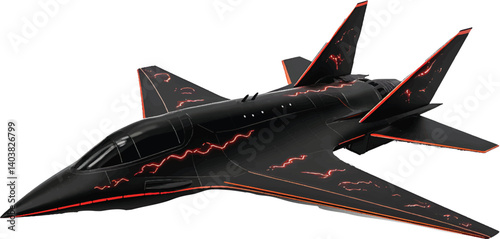 An isolated black sleek jet on white background, vector, png