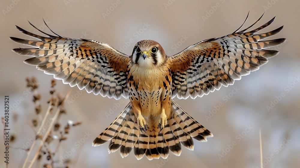 Fototapeta premium A stunning kestrel in hover flight
