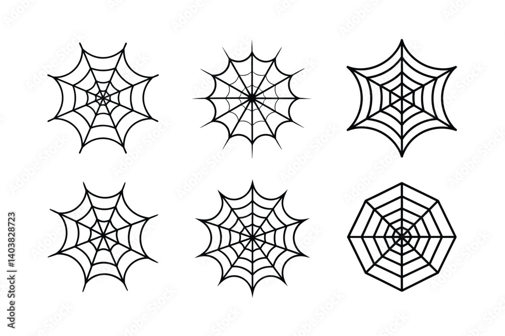 Set of Spider web line art illustration Set of Spider web line art illustration