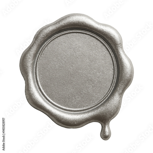 silver wax seal with clipping path isolated on white background