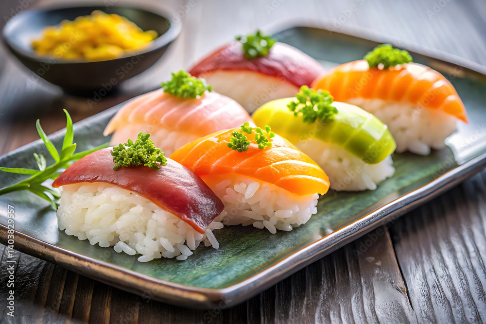 Authentic Nigeria Sushi Display – Salmon, Tuna & Elegant Garnish Authentic Nigeria Sushi Display – Salmon, Tuna & Elegant Garnish