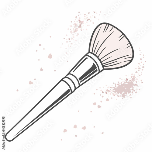 Soft makeup brush icon with powder burst effect