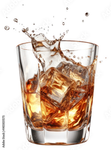 PNG Refreshing whiskey splash with ice