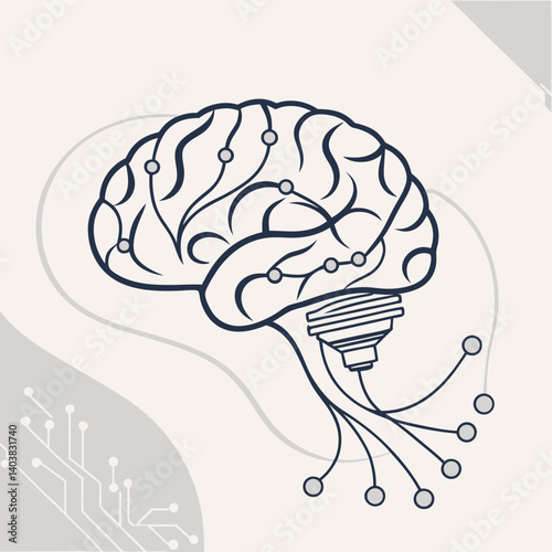Minimalist brain icon with glowing neural lines, soft pastel background