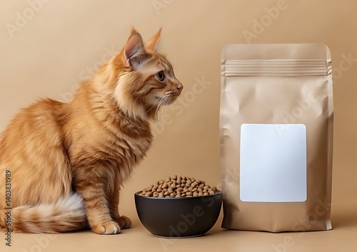 Ginger Cat, Food Bag, Studio Shot