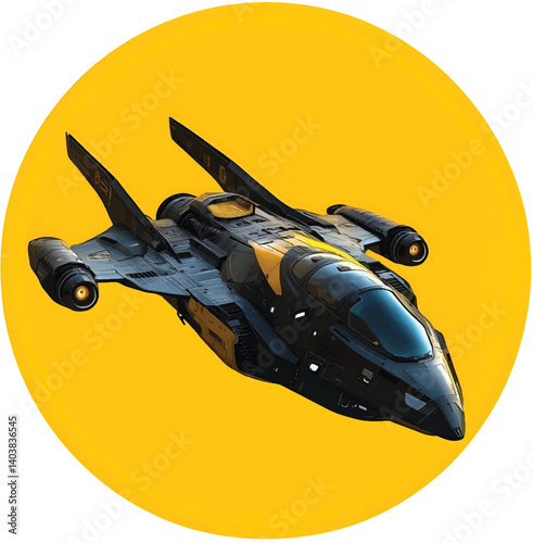 An isolated UFO style aircraft on white background, vector, png, t-shirt design