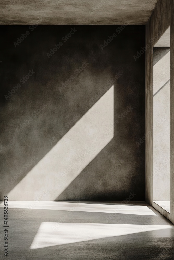 Minimalist Interior with Striking Light Beam on Concrete Wall Creates a Modern and Serene Atmosphere Minimalist Interior with Striking Light Beam on Concrete Wall Creates a Modern and Serene Atmosphere