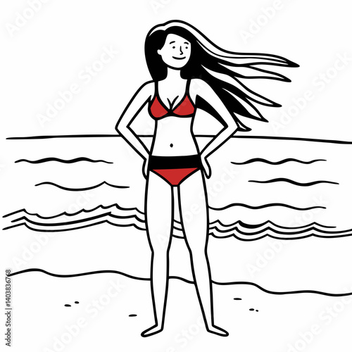 Bikini Girl beside ocean