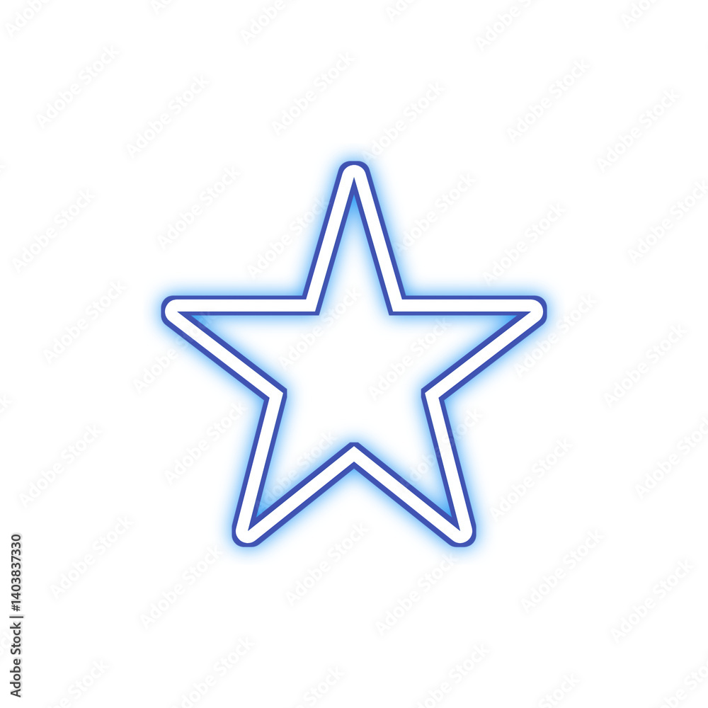 Neon blue star, Neon star icon on transparent background. Cut out Neon blue star, Neon star icon on transparent background. Cut out