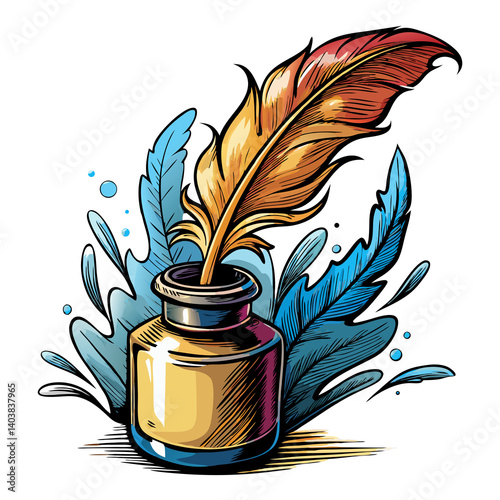 Transparent PNG Vintage Quill and Ink Set