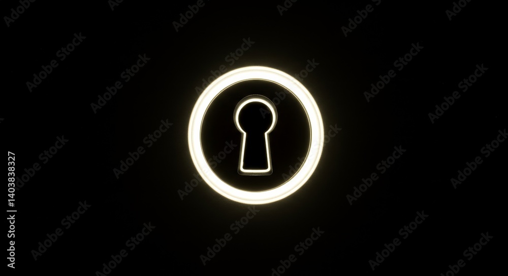 Illuminated Keyhole Symbol - Glowing keyhole graphic against a black background. Simple, modern design. Perfect for security or privacy concepts Illuminated Keyhole Symbol - Glowing keyhole graphic against a black background. Simple, modern design. Perfect for security or privacy concepts