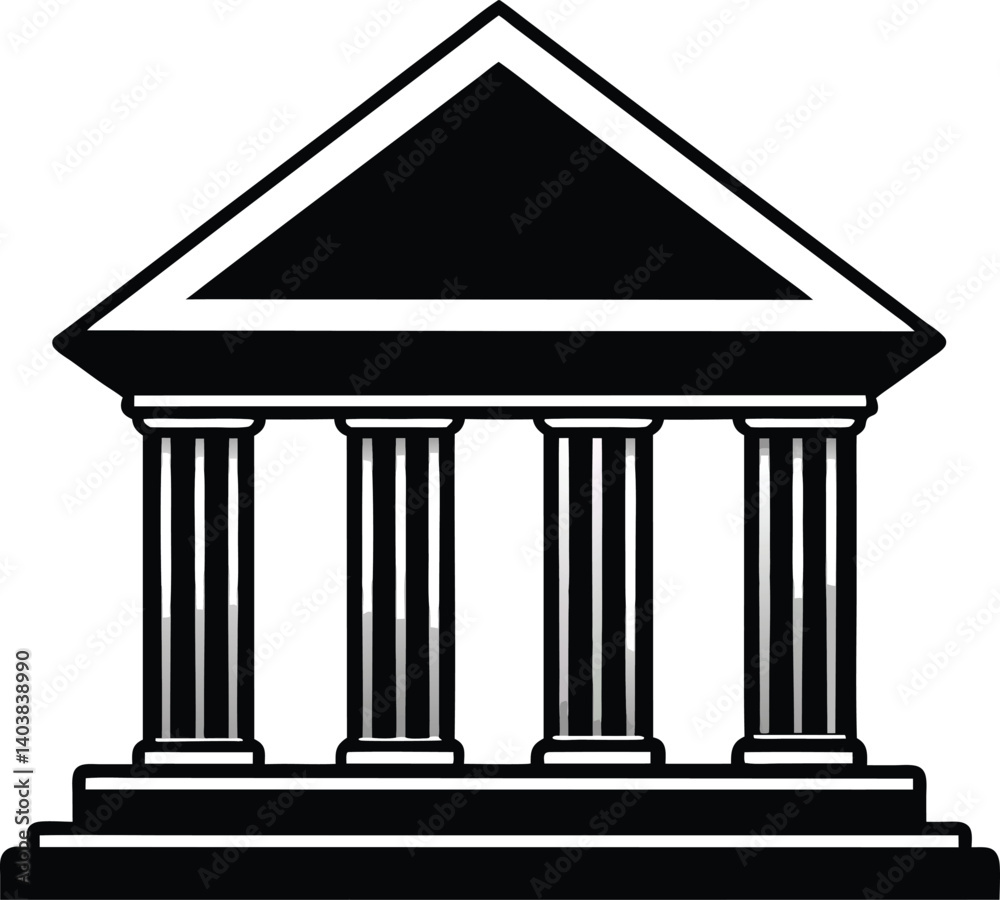 Fototapeta premium Bank building icon vector silhouette illustration