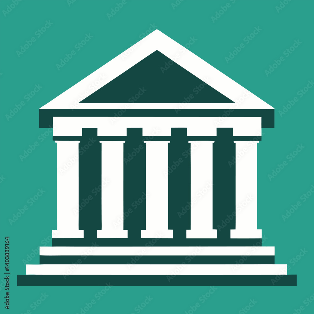Fototapeta premium Bank building icon vector silhouette illustration