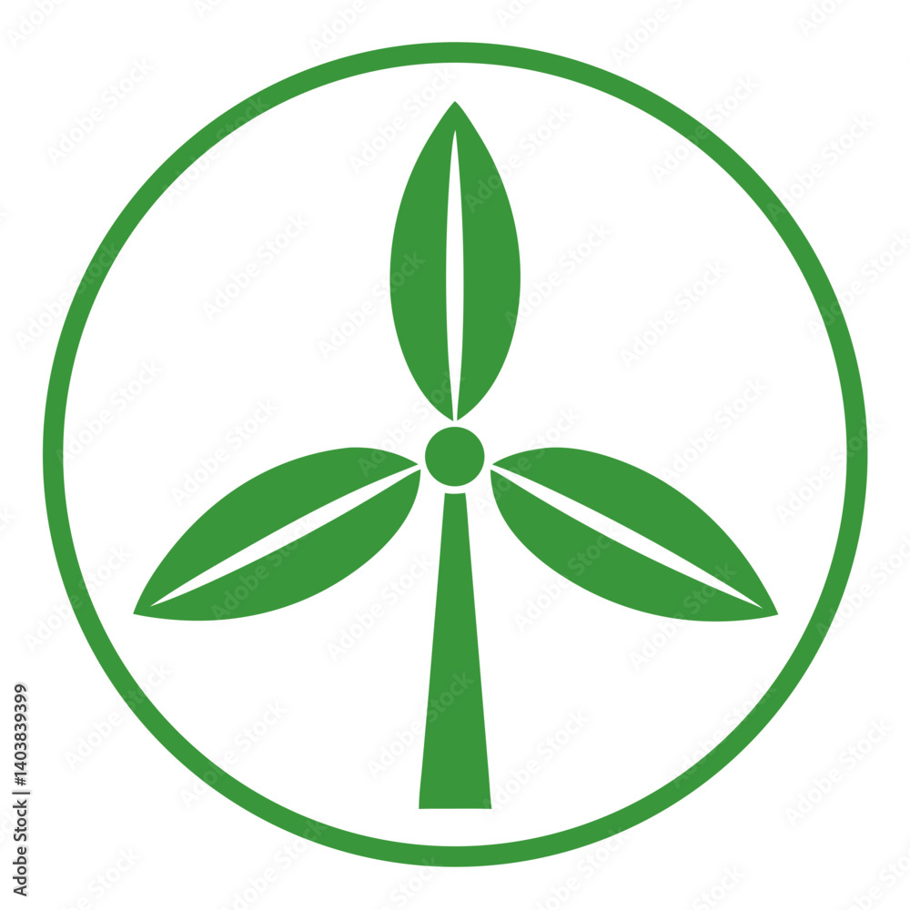 Eco energy icon: wind turbine leaf symbol Eco energy icon: wind turbine leaf symbol