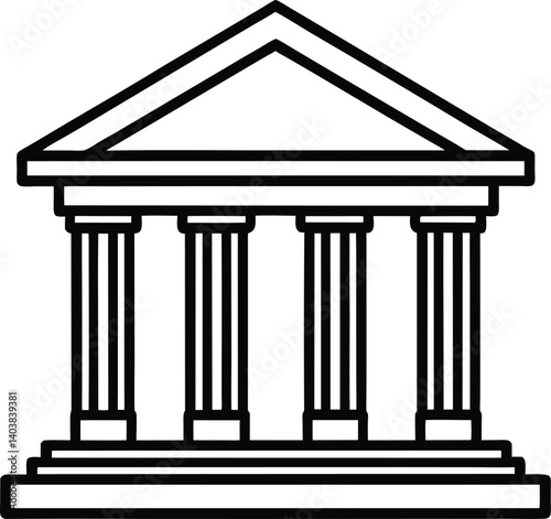 Bank building icon vector silhouette illustration