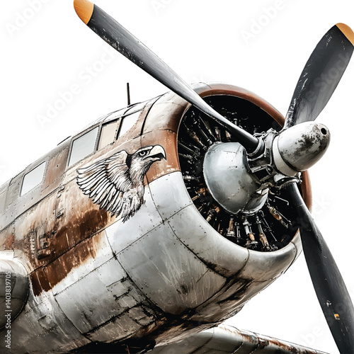 An isolated world war plane on white background, vector, png