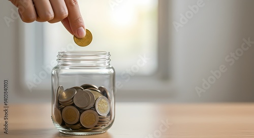 Saving Money: Coins in Jar Image