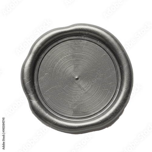 Silver wax seal isolated on white background
