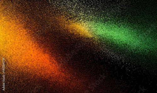 Abstract background with orange yellow and green gradient spray paint effect on a black backdrop