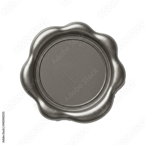 silver wax seal isolated on white, blank silver wax seal	