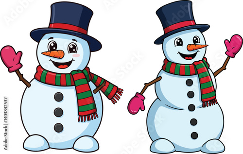 Charming & Hilarious Cartoon Christmas Snowman Vector Set