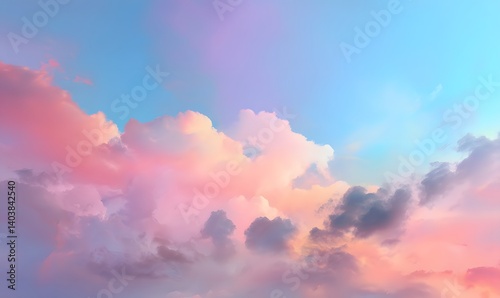 A pastel sky with pink and blue clouds creating a dreamy and ethereal atmosphere at sunset time