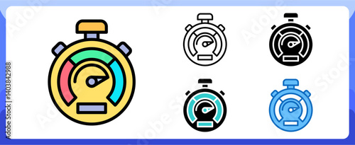 Time Performance Multi Style Icon in Performance Strength and Management Vector Design
