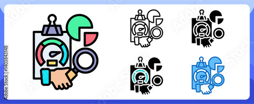 Performance Strategy Analysis Multi Style Icon in Performance Strength and Management Vector Design