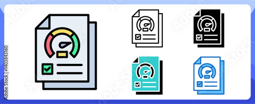 Performance Result Multi Style Icon in Performance Strength and Management Vector Design