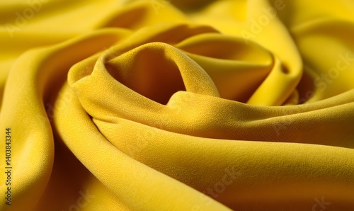 Close up of flowing yellow fabric with soft folds and gentle curves creating a smooth texture effect